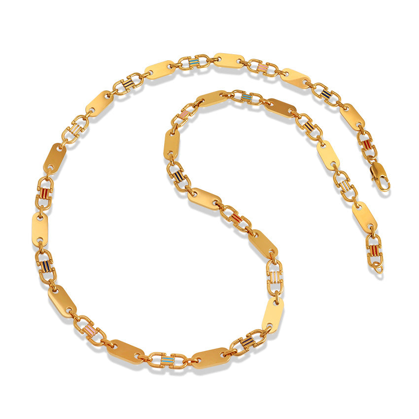 Wholesale Design Sense Splicing Exaggerated Epoxy Chain Necklace Titanium Steel 18K Necklace